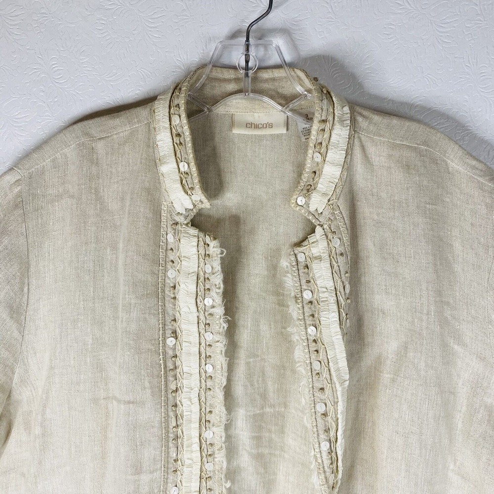 Chico’s Size 3 / XL Linen Blend Jacket - Picture 2 of 11
